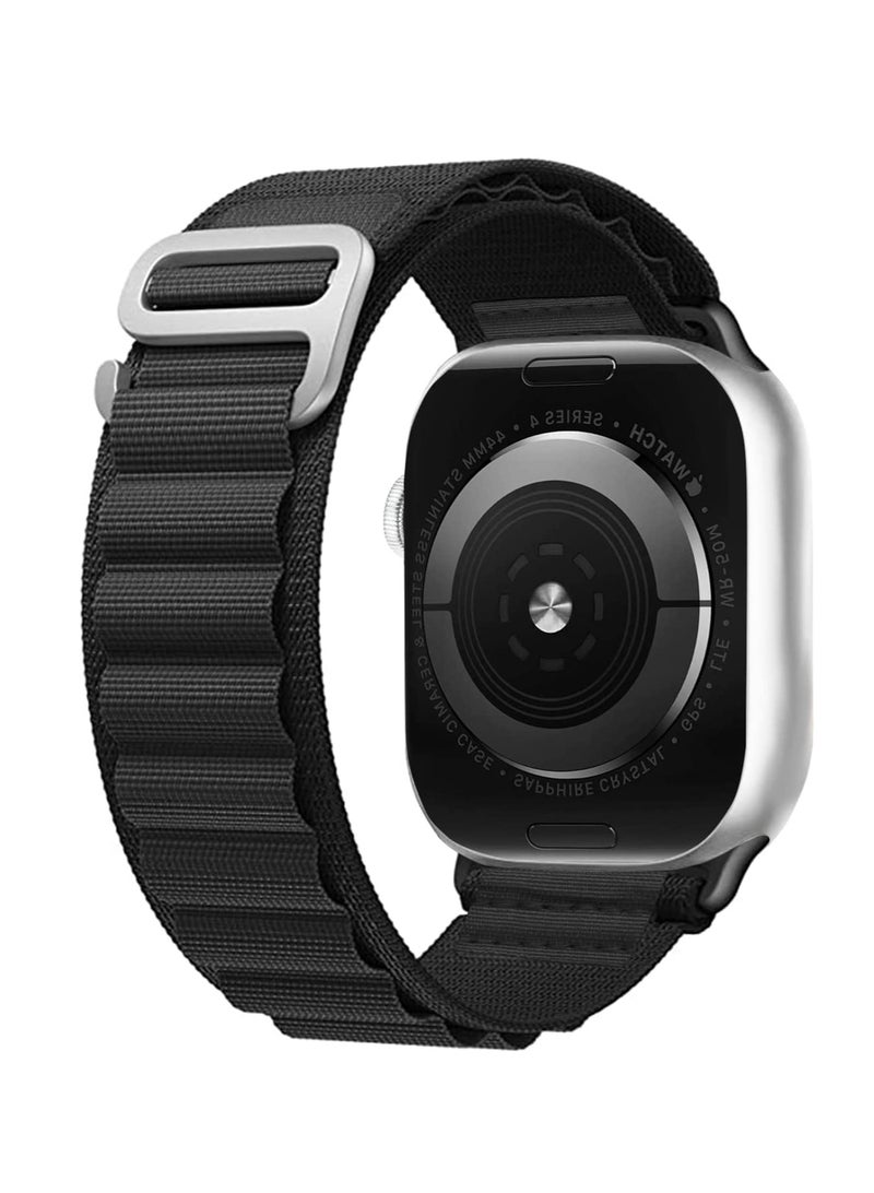 DUSALA Strap for Apple Watch Ultra Strap 42mm 44mm 45mm Alpine Loop Nylon Replacement Bands with Adjustable Sport Titanium G-hook Braided Straps for iWatch Ultra Series 8 7 SE 6 5 4 3 2 1 - BLACK - Image 1