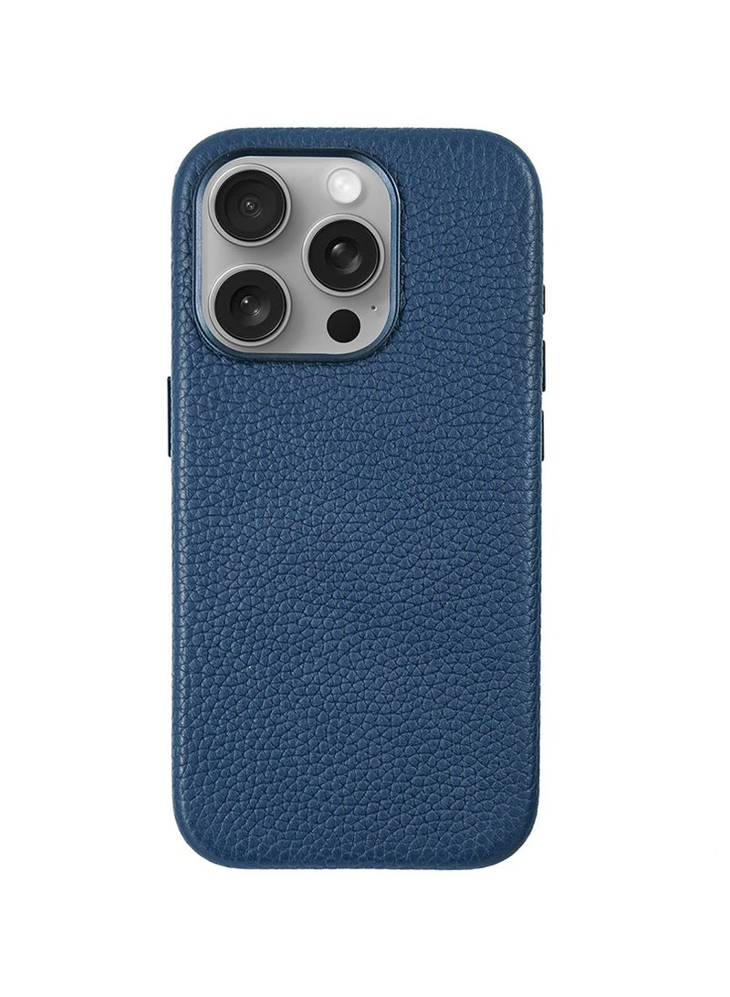 A-CASE حافظة A-Case It's My Case AMUR Series، حافظة جلدية أصلية أنيقة مغناطيسية تدعم الشحن اللاسلكي، متوافقة مع iPhone 15 Pro - أزرق - Image 2