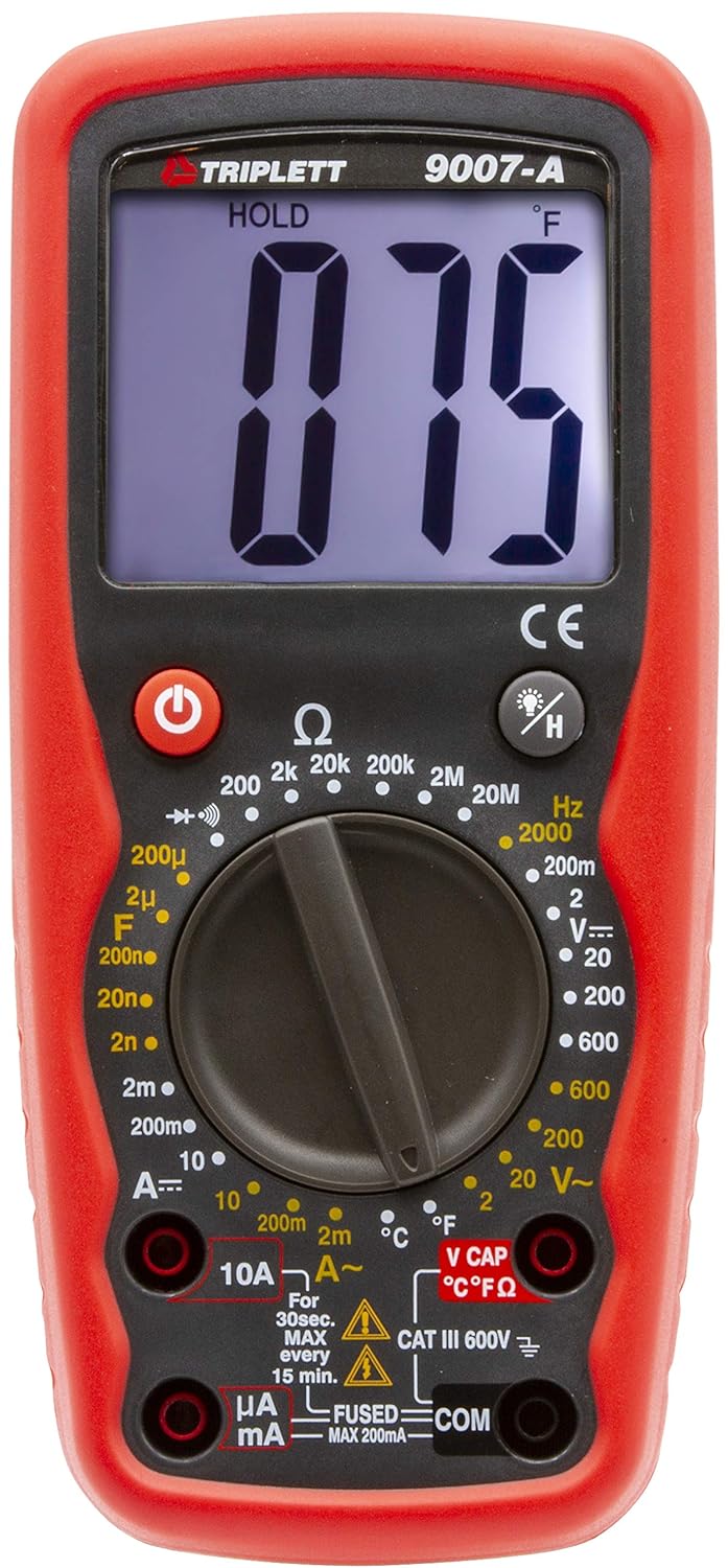 Triplett 9007A High Performance 2000 Count Digital Multimeter  ACDC Voltage ACDC Current Resistance Continuity Diode Test plus Temperature Frequency and Capacitance - Image 1