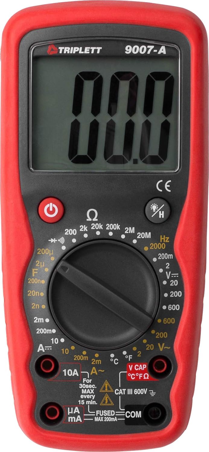 Triplett 9007A High Performance 2000 Count Digital Multimeter  ACDC Voltage ACDC Current Resistance Continuity Diode Test plus Temperature Frequency and Capacitance - Image 5