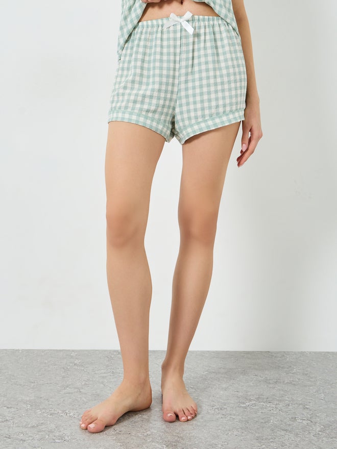 Styli Green Gingham Short Sleeve Shirt and Shorts Set - Image 5