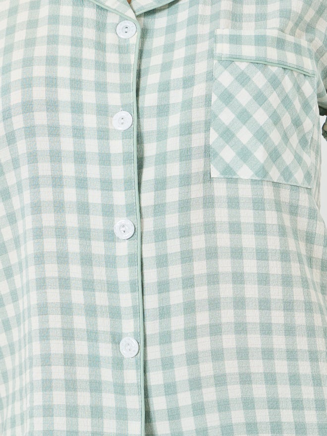 Styli Green Gingham Short Sleeve Shirt and Shorts Set - Image 3
