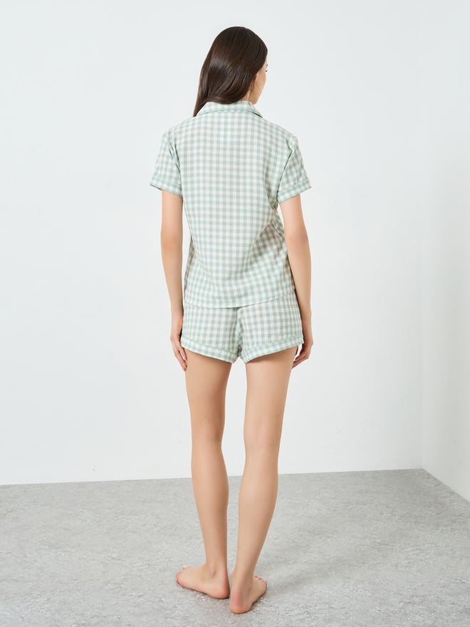 Styli Green Gingham Short Sleeve Shirt and Shorts Set - Image 4