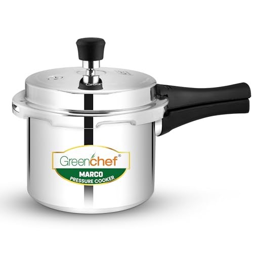 GREENCHEF Marco Aluminium Pressure Cooker Outer Lid 3 Litre capacity, ISI Certified, Silver Colour - Image 1