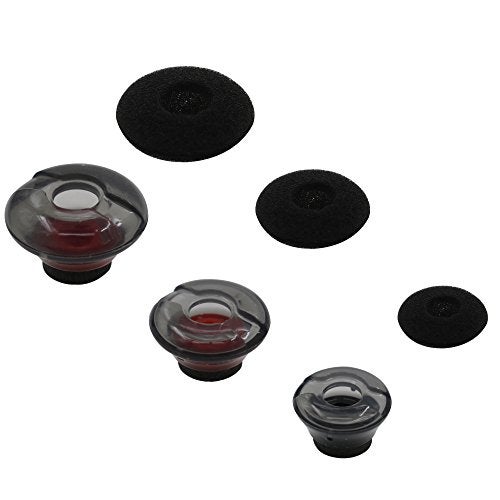 ALXCD Gel Eartips for Voyager 5200 Headset, S/M/L 3 Pcs Soft Gel Ear Tips & 3 Pcs Foam Cover Tips, Fit for Headset Voyager 5200 (Black/Red-SML) - Image 1