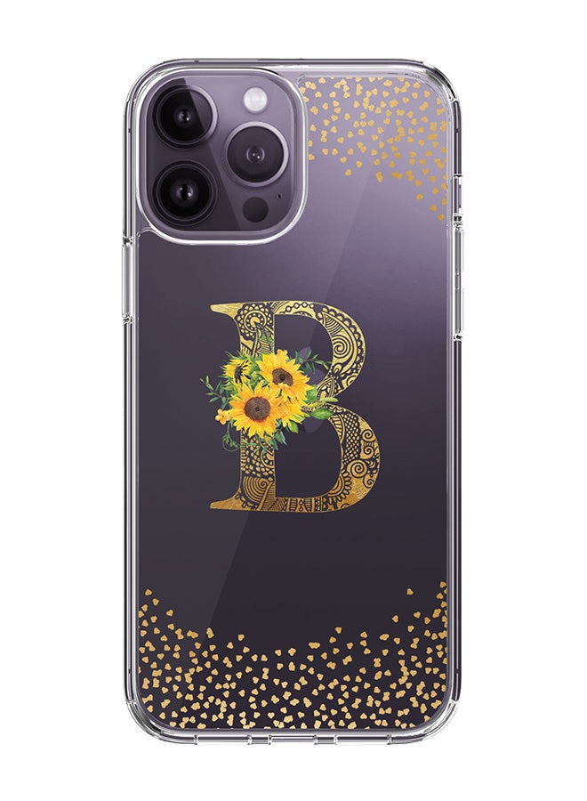 Stylizedd Classic Clear Case For iPhone 14 Pro Max, Hybrid Soft Case Cover- Custom Monogram Initial Letter Mandala Floral Pattern Alphabet - B(Transparent) - Image 1