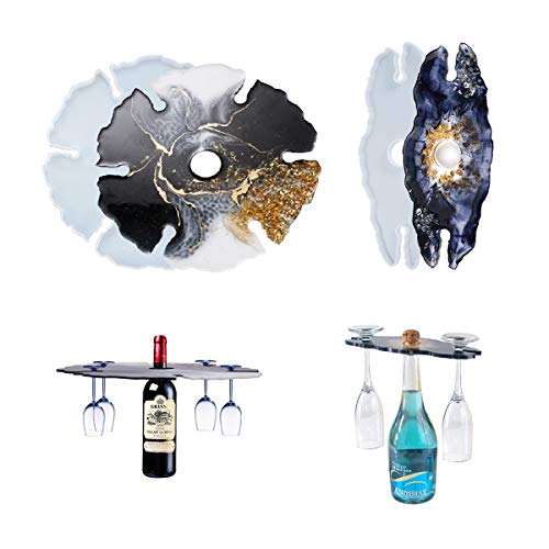 HURIANIC Silicone Resin Molds for Wine Glasses Holders Casting, Epoxy Moulds for Making Irregular Wine Rack on Bottle and Caddy, DIY Craft and Home Decoration - Image 1