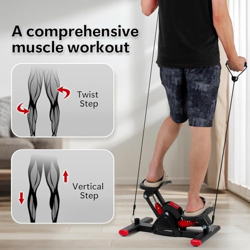EMNDR Hydraulic Mini Stepper 2.0 for Exercise - 150kg/330 lbs Load Capacity | Compact Stair Stepper Machine with LCD Display & Resistance Bands | Cardio, Weight Loss & Home Workout (Stepper 2.0) - Image 4