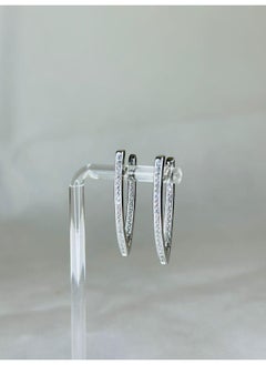 Elegant 3.5 cm Long V-Shaped Earrings with Sparkling Zircon Stones | Dazzling Drop Earrings for Women