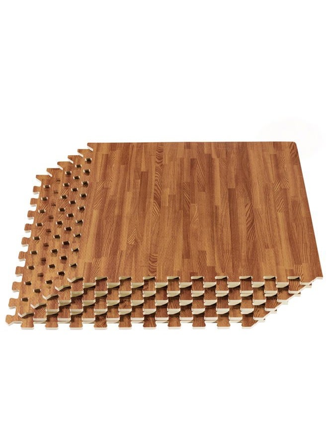 We Sell Mats Forest Floor Thick Printed Foam Tiles, Premium Wood Grain Interlocking Foam Floor Anti-Fatigue Flooring, 3/8" Thick, 48 Square Feet (12 Tiles), Mahogany - Image 1