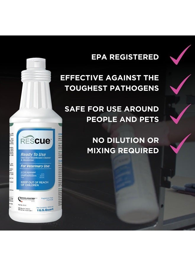 RESCUE One Step Ready-to-Use Disinfectant Cleaner & Deodorizer for Veterinary Use, Animal Shelters, Pet Foster Homes, Kennels, Litter Box – 32 Ounce (Spray Nozzle NOT Included) - Image 2