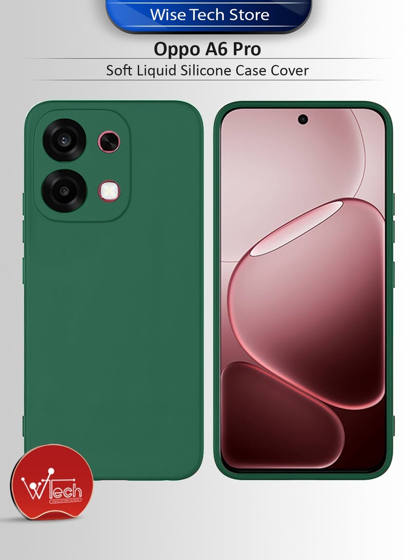 دبليو تيك غطاء حماية من السيليكون السائل الناعم لهاتف Oppo A6 Pro 5G 2025 (MCRPSN) - أخضر داكن - Image 1