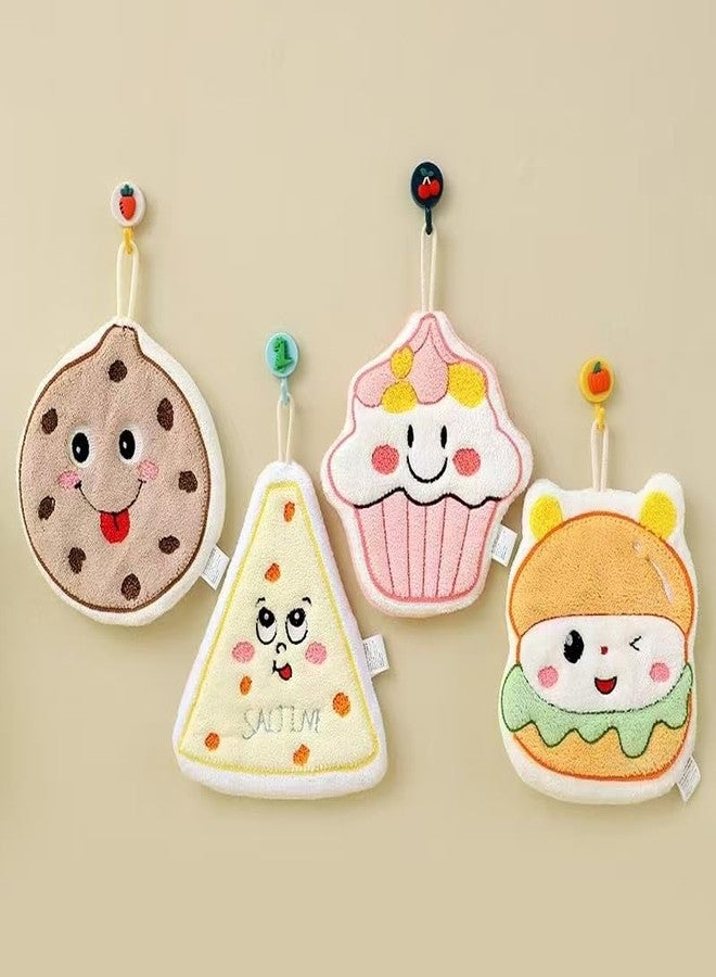 WeCoola Decorative Hand Towels with Hanging Loop with Cute Food Designs, 4-Pack, 100% Cotton, Soft and Highly Absorbent - Image 1