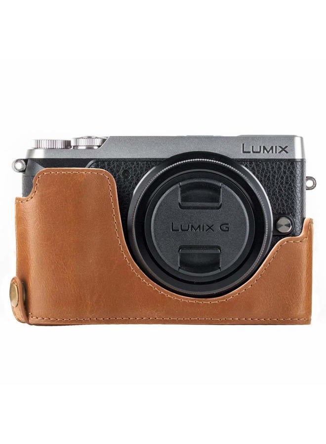 MegaGear Ever Ready Leather Camera Half Case Compatible with Panasonic Lumix DMC-GX85, GX80 - Light Brown - Image 2