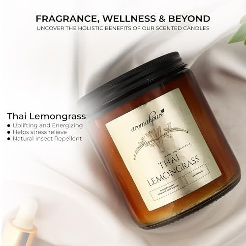 Aromahpure Premium Black Screw Jar Candle | Lemongrass Scented Candle | 100% Soy Wax, Smokeless Candle | Pack of 1 | Long Lasting Aroma Candles| Scented Candles for Home Decor, IFRA Certified - Image 4