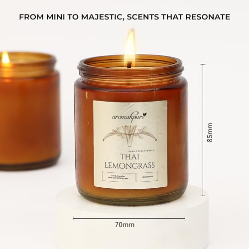 Aromahpure Premium Black Screw Jar Candle | Lemongrass Scented Candle | 100% Soy Wax, Smokeless Candle | Pack of 1 | Long Lasting Aroma Candles| Scented Candles for Home Decor, IFRA Certified - Image 2