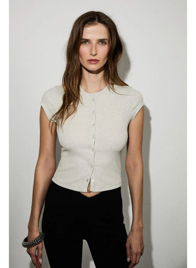 Grimelange AERA Women's Soft and Stretchy Fabric Short Cap Sleeve Buttoned Gingham Blouse.