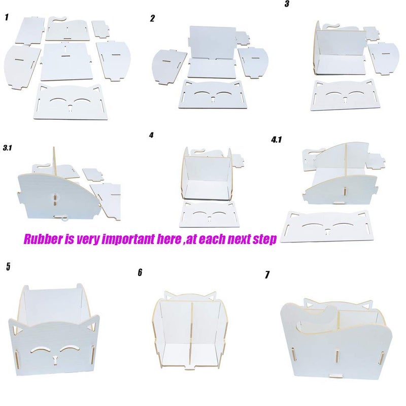 Artkingdome Exquisite DIY Artwork Cat Folding Collection Pen Pencil Holder Cosmetic Organizer Desk Storage Sorter White - Image 5