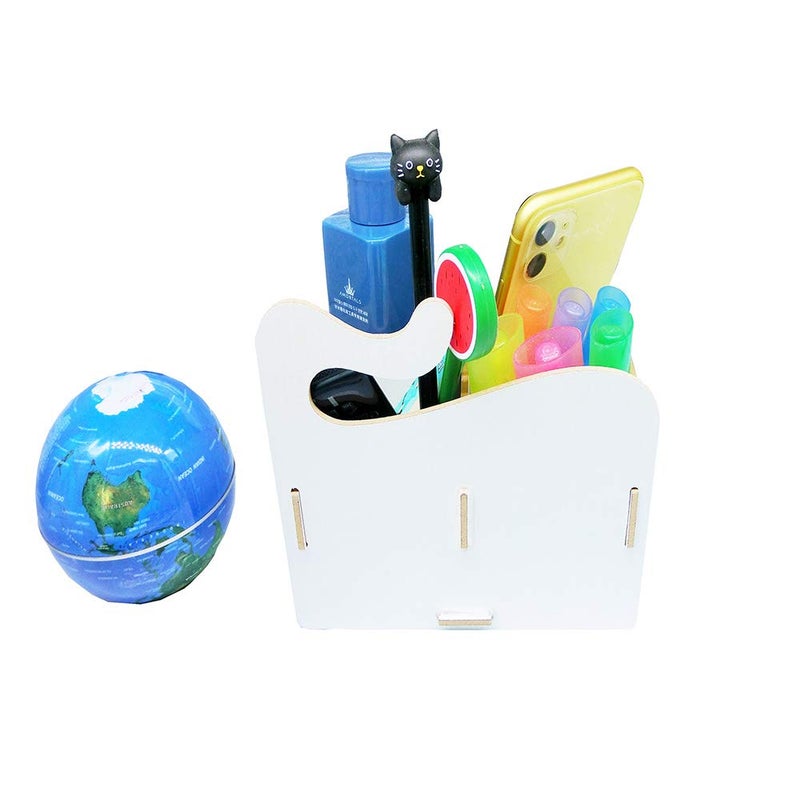 Artkingdome Exquisite DIY Artwork Cat Folding Collection Pen Pencil Holder Cosmetic Organizer Desk Storage Sorter White - Image 4