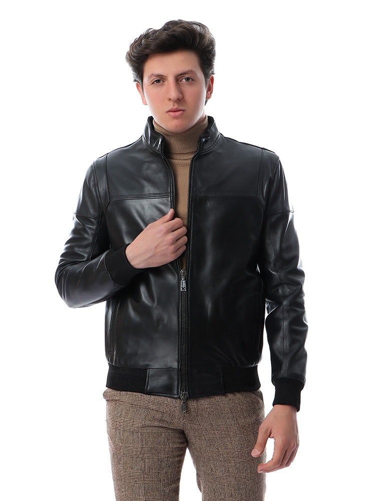 Genuine Leather Fashion Winter Jacket - Image 4