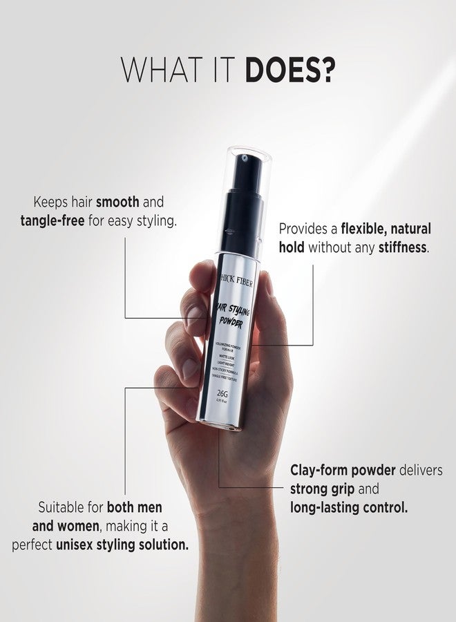 Thick Fiber Hair Styling Powder – Tangle-Free, Non-Sticky, No White Residue – Infused Clay-Based Powder for Volumizing & Texturizing – Matte Finish for Women and Men – Medium Hold – 26g - Image 5