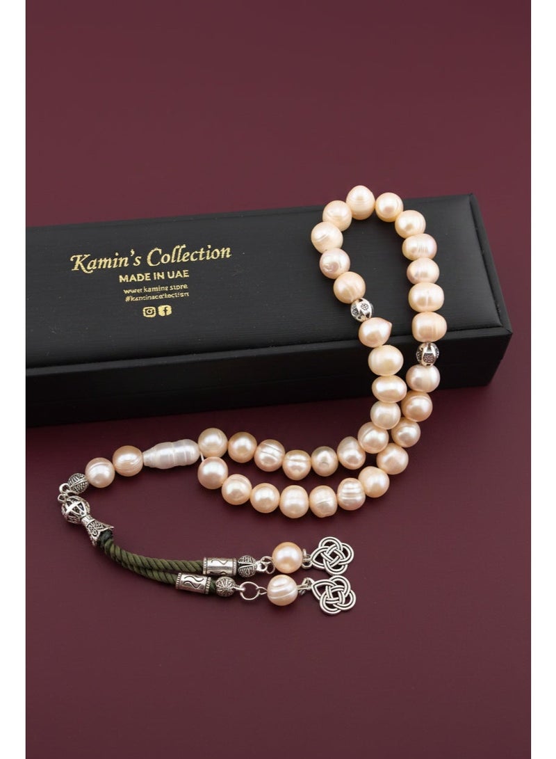 Kamins Collection Pink Pearl Tasbih/ Olive Tassel - Image 1