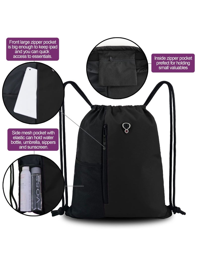 SYOSI Drawstring Sackpack Bag, Gymsack Bag with Pocket Gym Sports Bag Outdoor Exercise Running Swimming Backpack Unisex - Image 4