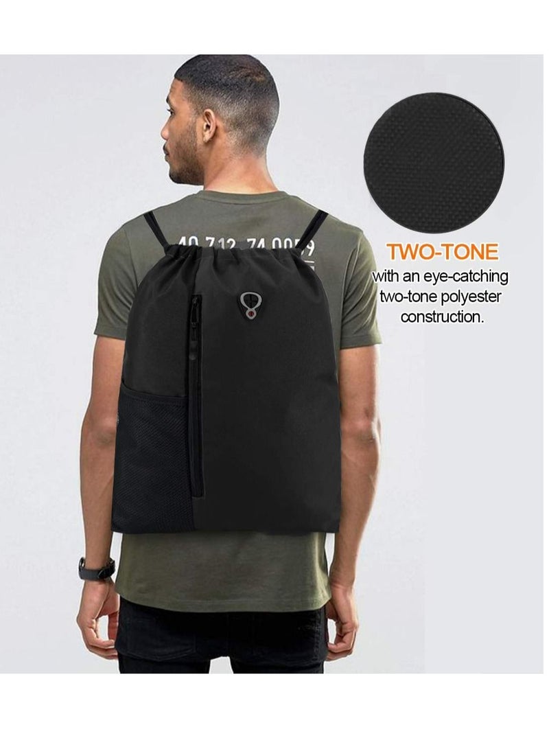 SYOSI Drawstring Sackpack Bag, Gymsack Bag with Pocket Gym Sports Bag Outdoor Exercise Running Swimming Backpack Unisex - Image 5
