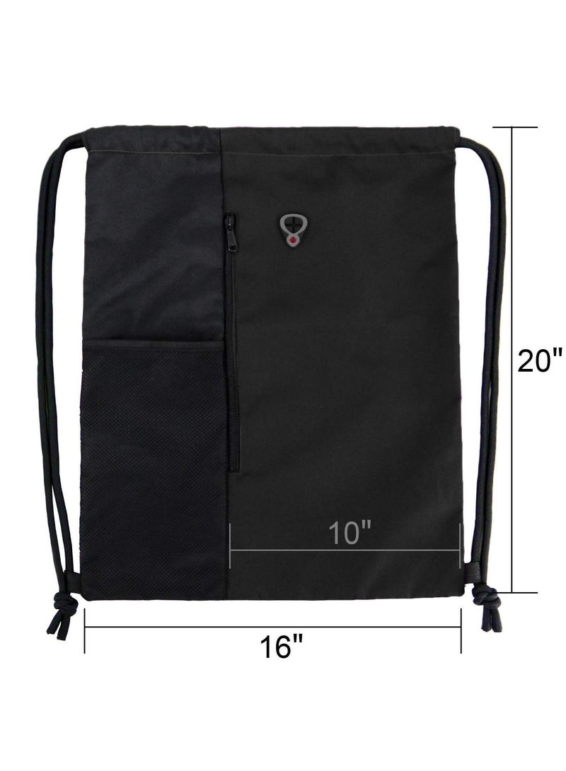 SYOSI Drawstring Sackpack Bag, Gymsack Bag with Pocket Gym Sports Bag Outdoor Exercise Running Swimming Backpack Unisex - Image 2