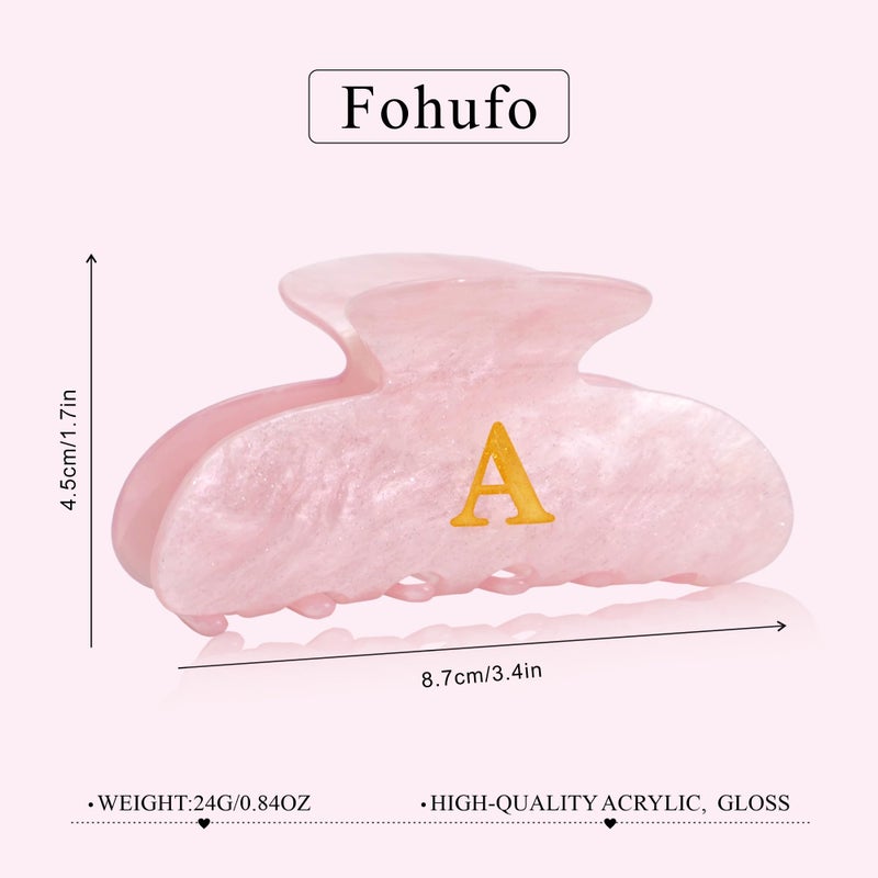 Fohufo Initial Cute Hair Clips - Pink Letter Elegant Hair Claw Clips, Fashion Glitter Claw Clips Durable Hair Clips, Wedding Gift, Bridesmaid Gifts, Birthday Gifts, Christmas Gift, Letter J - Image 4