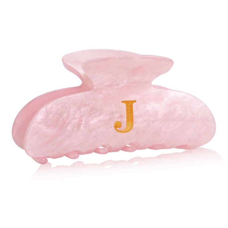 Fohufo Initial Cute Hair Clips - Pink Letter Elegant Hair Claw Clips, Fashion Glitter Claw Clips Durable Hair Clips, Wedding Gift, Bridesmaid Gifts, Birthday Gifts, Christmas Gift, Letter J - Image 1