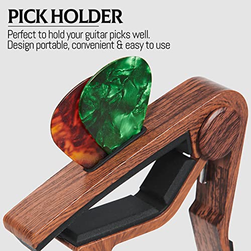 LALAOKS Capo Guitar Capo with Pick Holder for Acoustic and Electric Guitar, Ukelele, Bass, Banjo Rosewood - Image 4