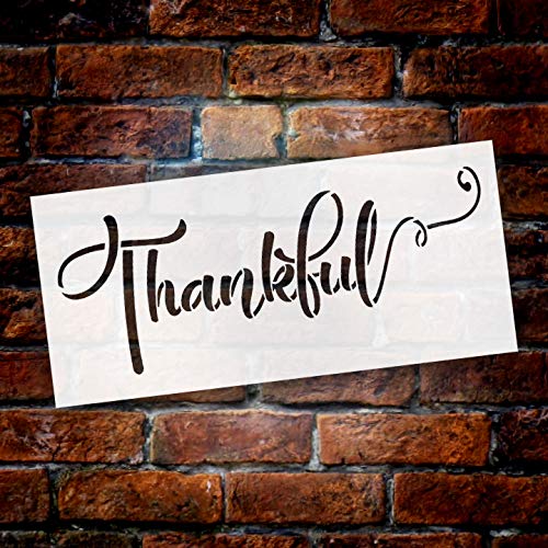 Studio R 12 Thankful Fall Stencil by StudioR12 | Wood Sign | Reusable Mylar Template | Holiday Seasonal Display Wall Decor | Multi Layering Art Project | Journal Art Deco | DIY Home - Choose Size (11" x 5") - Image 2