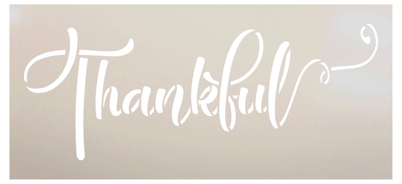 Studio R 12 Thankful Fall Stencil by StudioR12 | Wood Sign | Reusable Mylar Template | Holiday Seasonal Display Wall Decor | Multi Layering Art Project | Journal Art Deco | DIY Home - Choose Size (11" x 5") - Image 1