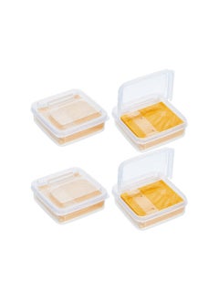 Mini Cheese Storage Containers, Food Container for Fridge Sliced Storage with Lids Refrigerator Fruit Vegetable Keep Fresh, 4 Pcs