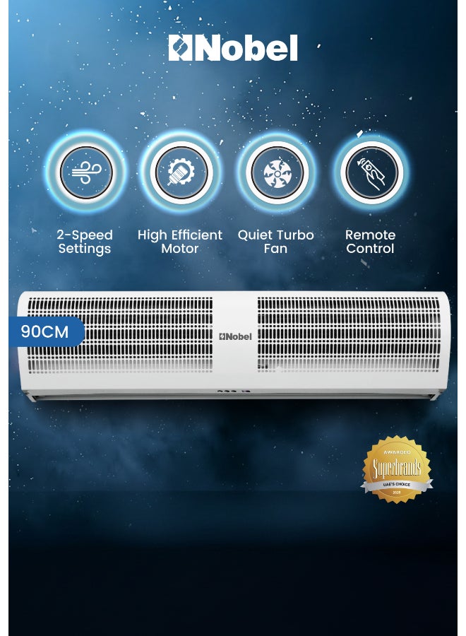 Nobel Air Curtain, Durable Motor, Remote Control, 2 Speeds, Quiet Turbo Fan, Door Sensor, Power Indicator Light NAC925 White 255 W NAC925 White - Image 1