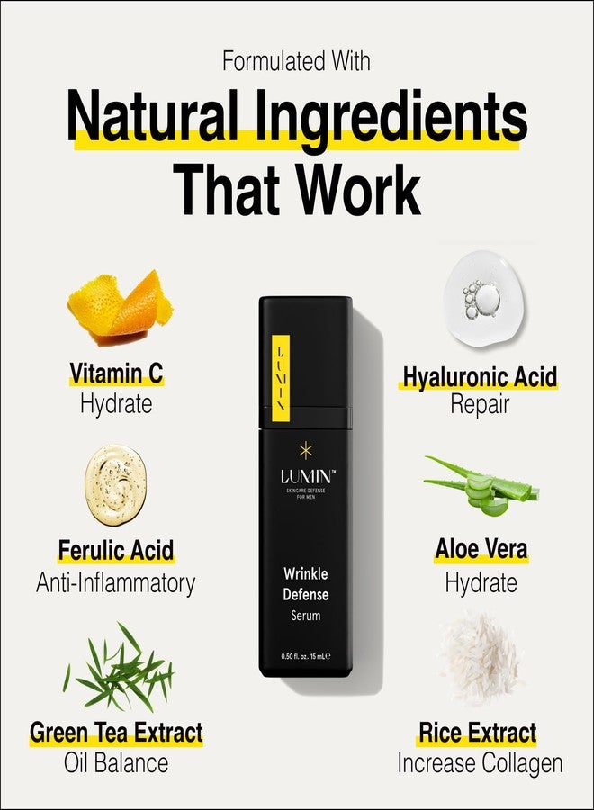 لومين سيروم لومين المضاد للتجاعيد للرجال - سيروم للوجه بفيتامين سي وحمض الهيالورونيك، عناية خفيفة الوزن ومرطبة للبشرة للحصول على بشرة أكثر نعومة ومظهر أكثر تجانسًا، 15 مل - Image 3