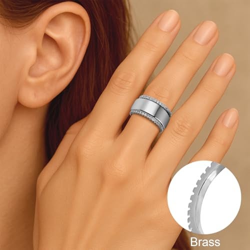 CARITATE 2 Pack Stacking Rings for Oura Ring Gen 4/Gen 3, Cubic Zirconia Oura Ring Stack, Thin Silver Oura Stacking Ring for Women, Smart Rings Accessories - Image 5