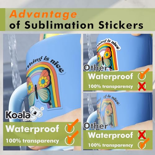 KOALA PAPER Koala Sublimation Sticker Paper 100% Transparent Waterproof Vinyl 8.5x11 inch 25 Sheets, Quick Dry Vivid Colors Holds Ink Well - Image 3