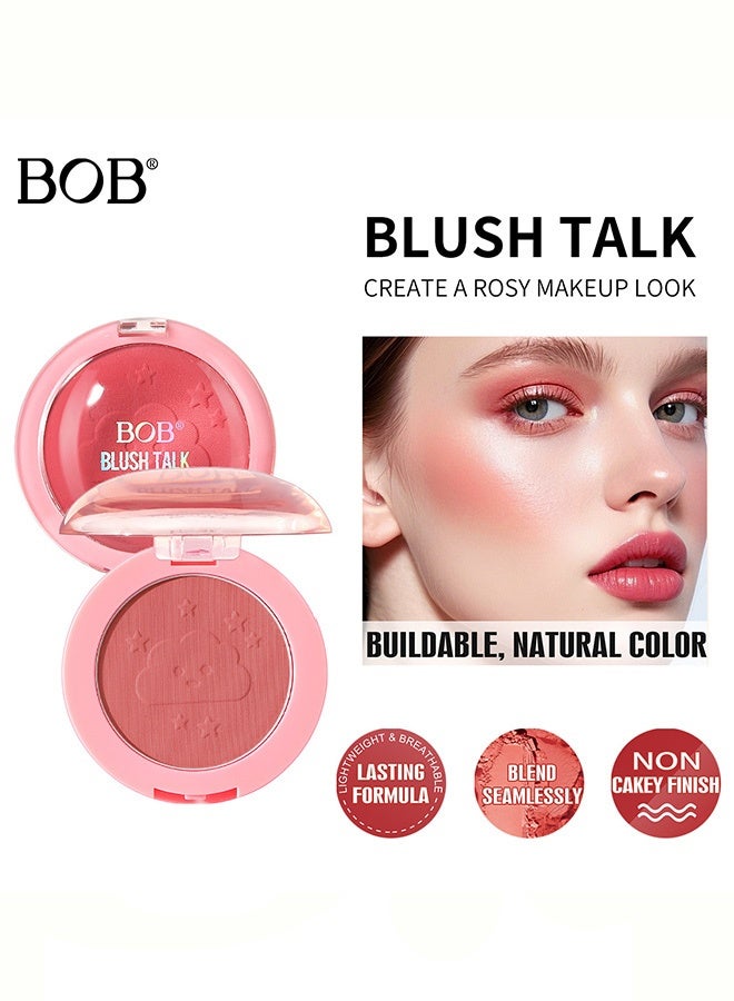 BOB Long-lasting Colorful Blush for Natural Nude Makeup Soft Fog Matte Powder-Free Blush Palette #03 - Image 1