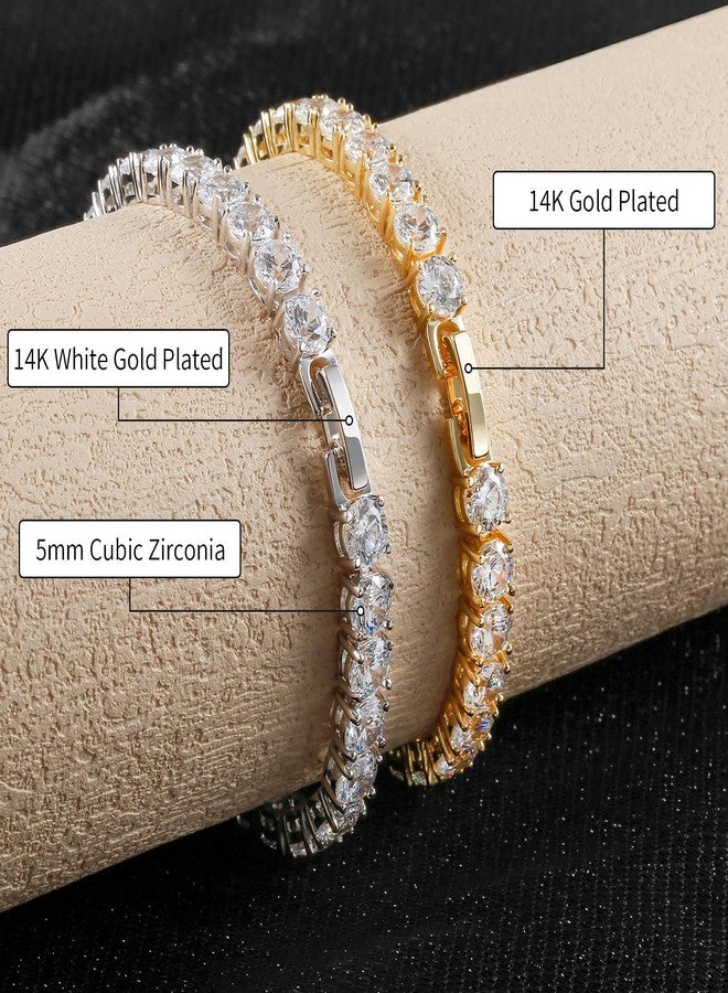 Kose Tennis Bracelet for Women | 5MM Cubic Zirconia | 14K Gold/White Gold Plated Classic Bracelet | Size 6/6.5/7 inches - Image 5