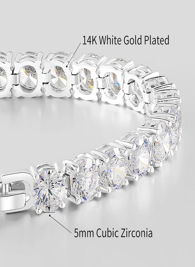 Kose Tennis Bracelet for Women | 5MM Cubic Zirconia | 14K Gold/White Gold Plated Classic Bracelet | Size 6/6.5/7 inches - Image 4
