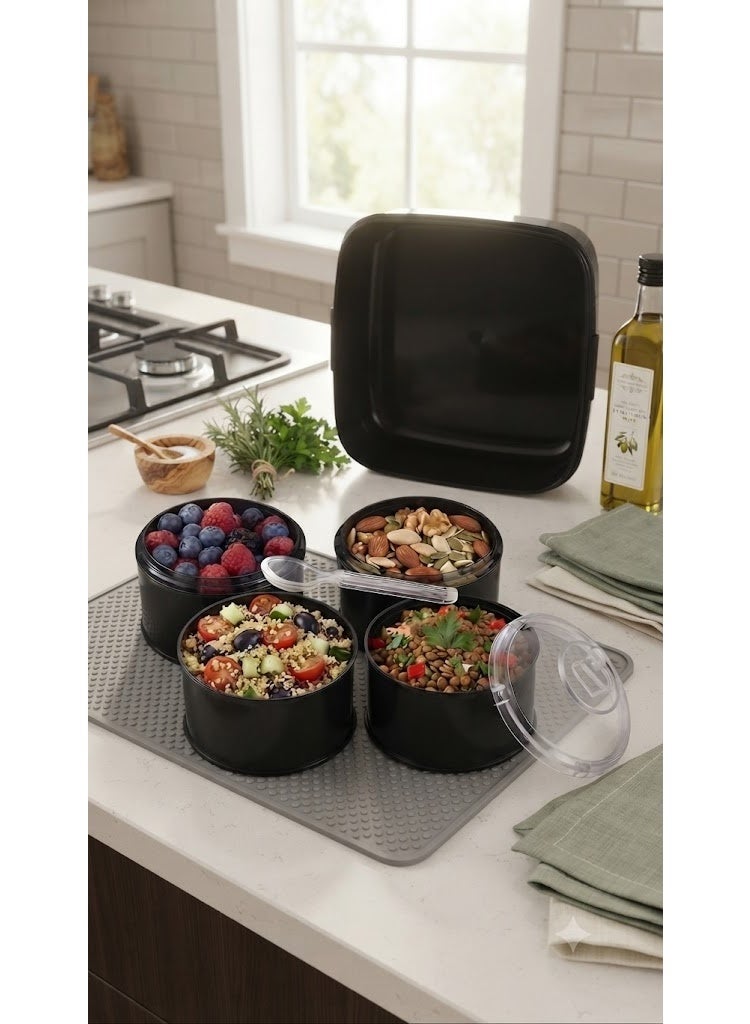 Portable Meal Prep Container Set with 4 Inner Compartments, Versatile Design - Image 2