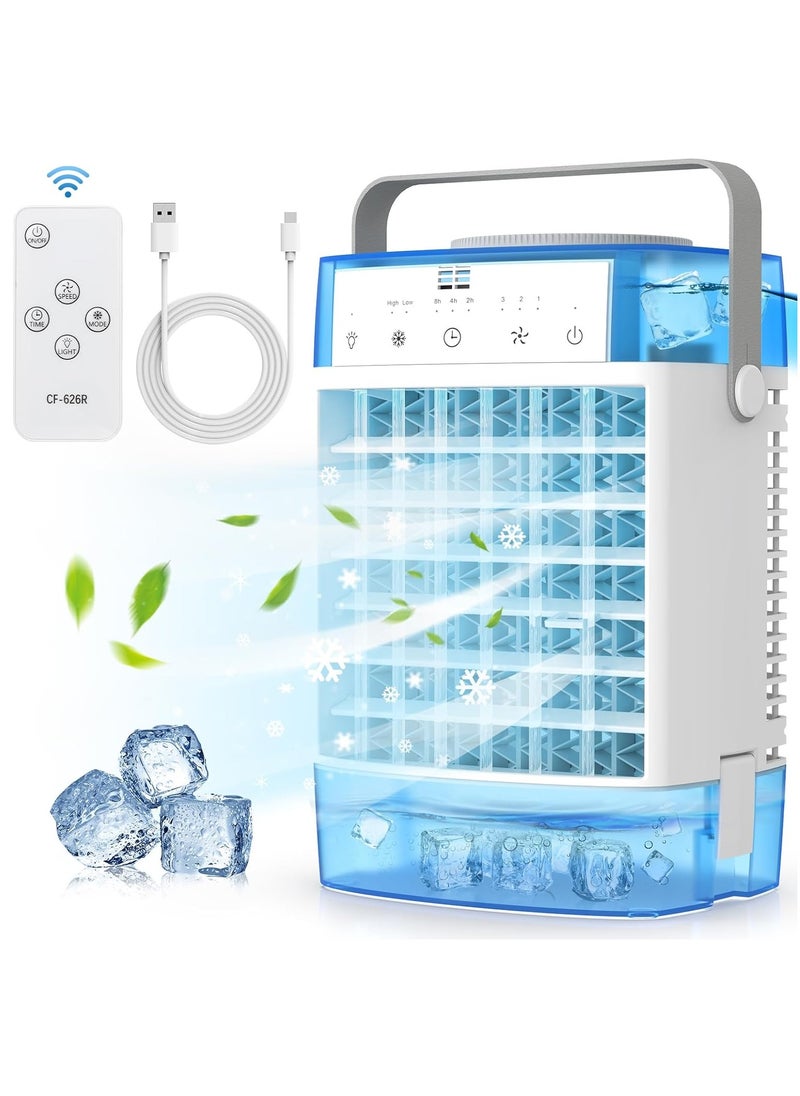 Generic Cooling Fan, Portable Air Conditioner, Portable AC Unit with Remote Control, 1600ml Dual Tank Evaporative Air Cooler, 7 Color Lights Personal Mini Air Conditioner Portable for Room Office Camping  - Image 1