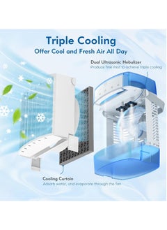 Generic Cooling Fan, Portable Air Conditioner, Portable AC Unit with Remote Control, 1600ml Dual Tank Evaporative Air Cooler, 7 Color Lights Personal Mini Air Conditioner Portable for Room Office Camping  - Image 3