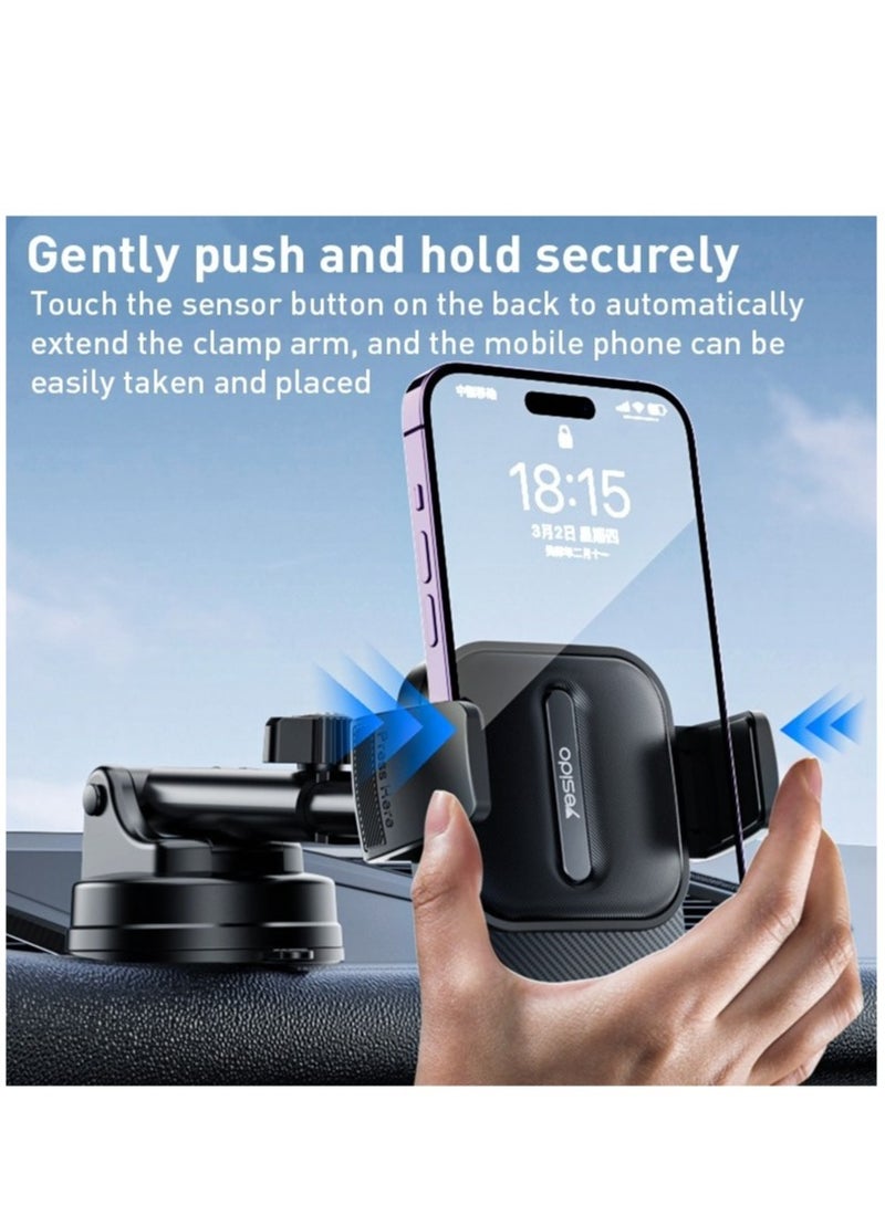 Yesido C174 Suction Cup Type Telescopic Car Phone Holder (Black) - Image 2