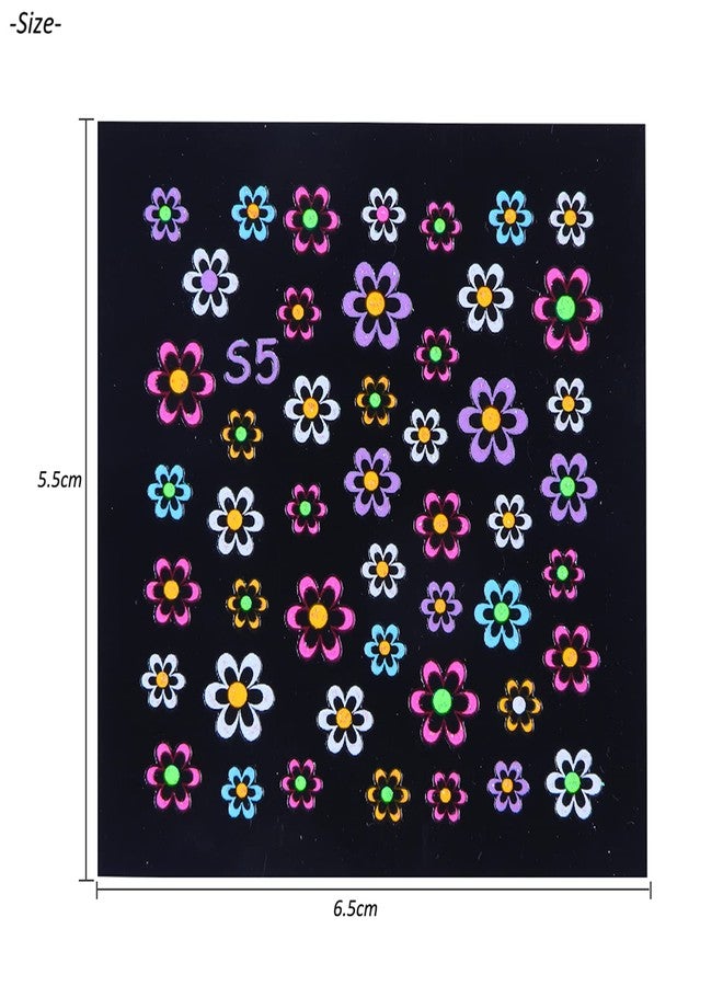 TBRZTR Luminous Fluorescent Nail Art Stickers, 3D Self-Adhesive Nail Decals Flowers Butterfly Stars Heart Nail Design Glow Nails Supplies for Glitter Nail Decoration At Night Manicure Accessories (24 Sheets) - Image 4