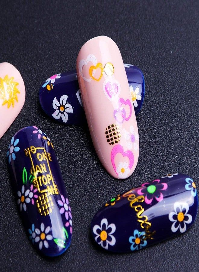 TBRZTR Luminous Fluorescent Nail Art Stickers, 3D Self-Adhesive Nail Decals Flowers Butterfly Stars Heart Nail Design Glow Nails Supplies for Glitter Nail Decoration At Night Manicure Accessories (24 Sheets) - Image 2