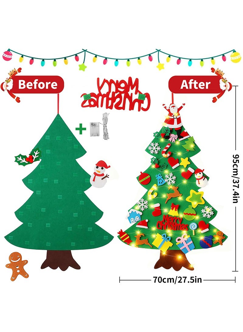 Topyich Christmas Decoration - 3.2ft Felt Christmas Tree, DIY Wall Hanging Xmas Decor with 34 Ornaments - Image 2