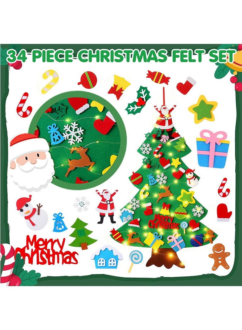 Topyich Christmas Decoration - 3.2ft Felt Christmas Tree, DIY Wall Hanging Xmas Decor with 34 Ornaments - Image 3